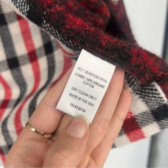 CARLEEN Deadstock Wool Reworked Patchwork Plaid Collared Snap Button Jacket S - Picture 5 of 6